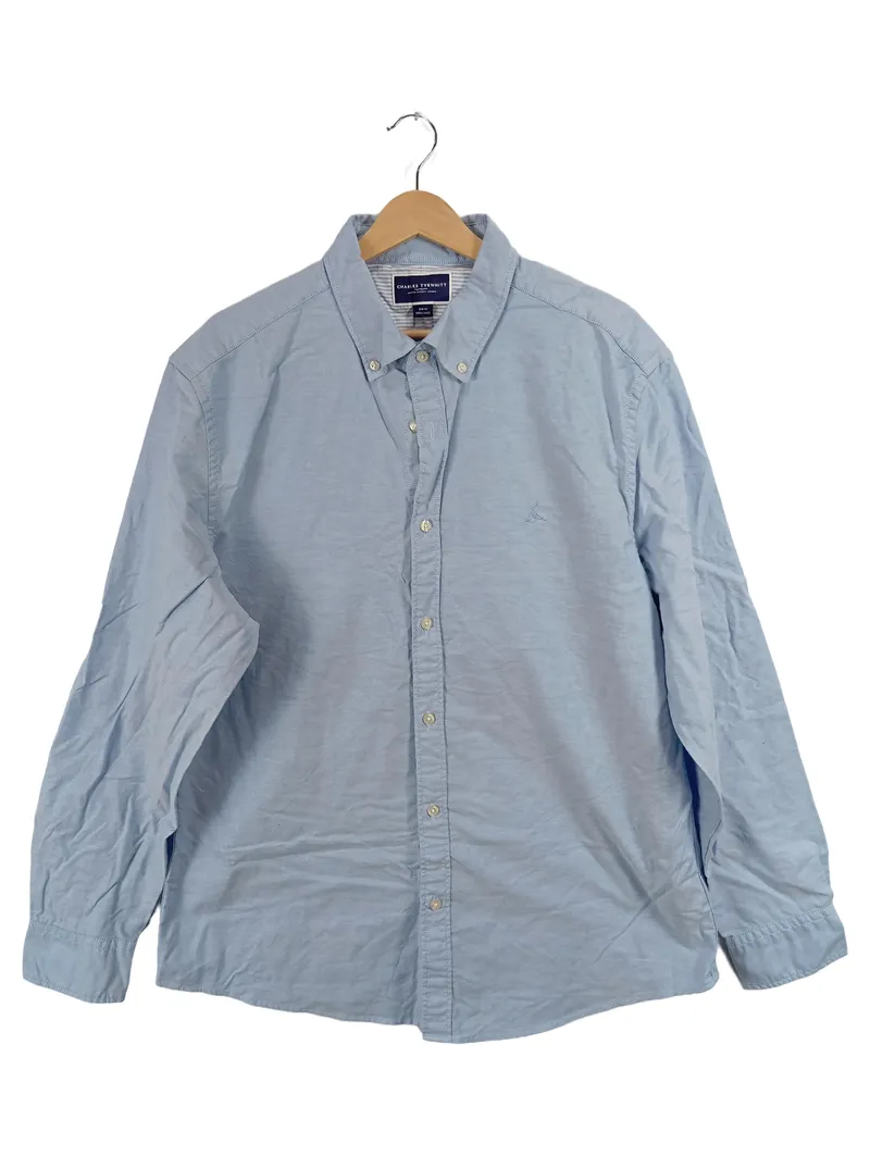 Charles Tyrwhitt Hemd Herren XL Blau Business Oxford Baumwolle Langarm 1