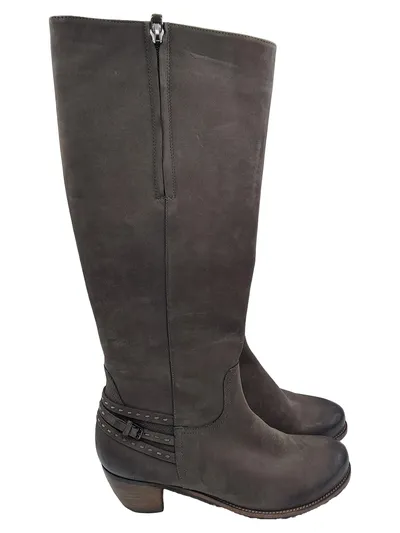 Kennel & Schmenger Damen Leder Stiefel Grau Gr. 37,5 Nieten Reißverschluss