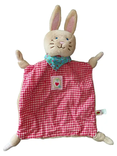 Spiegelburg Schmusetuch Hase Kuscheltuch Baumwolle Rot Kariert Kinder