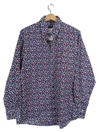 CASAMODA Hemd Herren M Comfort Fit Geometrisch Muster Blau Rot Weiß 1