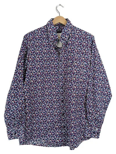 CASAMODA Hemd Herren M Comfort Fit Geometrisch Muster Blau Rot Weiß