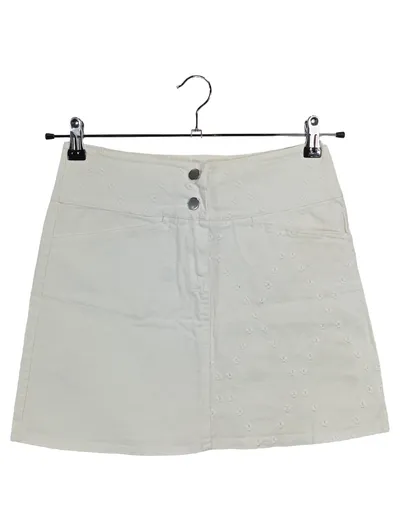 Please Damen Minirock Gr. 36/S Weiß Casual Lochmuster