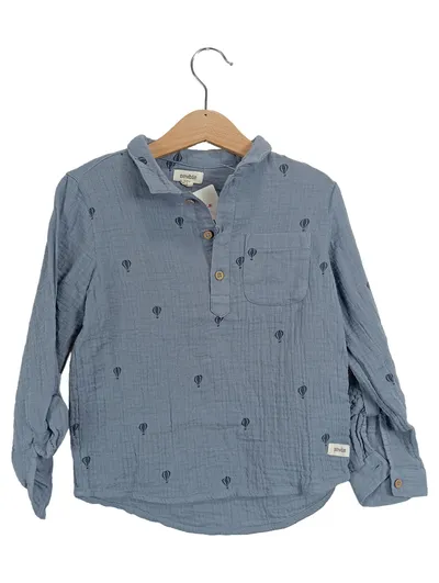 Newbie Kinder Hemd Ballon-Muster Gr. 50 Blau Casual Baumwolle