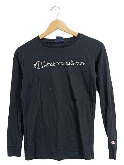 Champion Langarmshirt Kinder Gr. 152 (11/12 J.) Schwarz Logo-Print