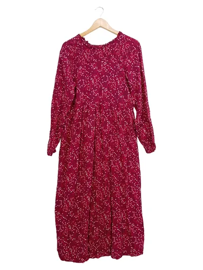 Fresh Made Damen Maxikleid Rot Blumenmuster Gr. 38/M Freizeit Viskose