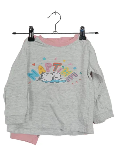 Peanuts Snoopy Schlafanzug Mädchen Gr. 86 Grau Rosa Naptime