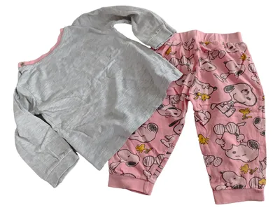 Peanuts Snoopy Schlafanzug Mädchen Gr. 86 Grau Rosa Naptime