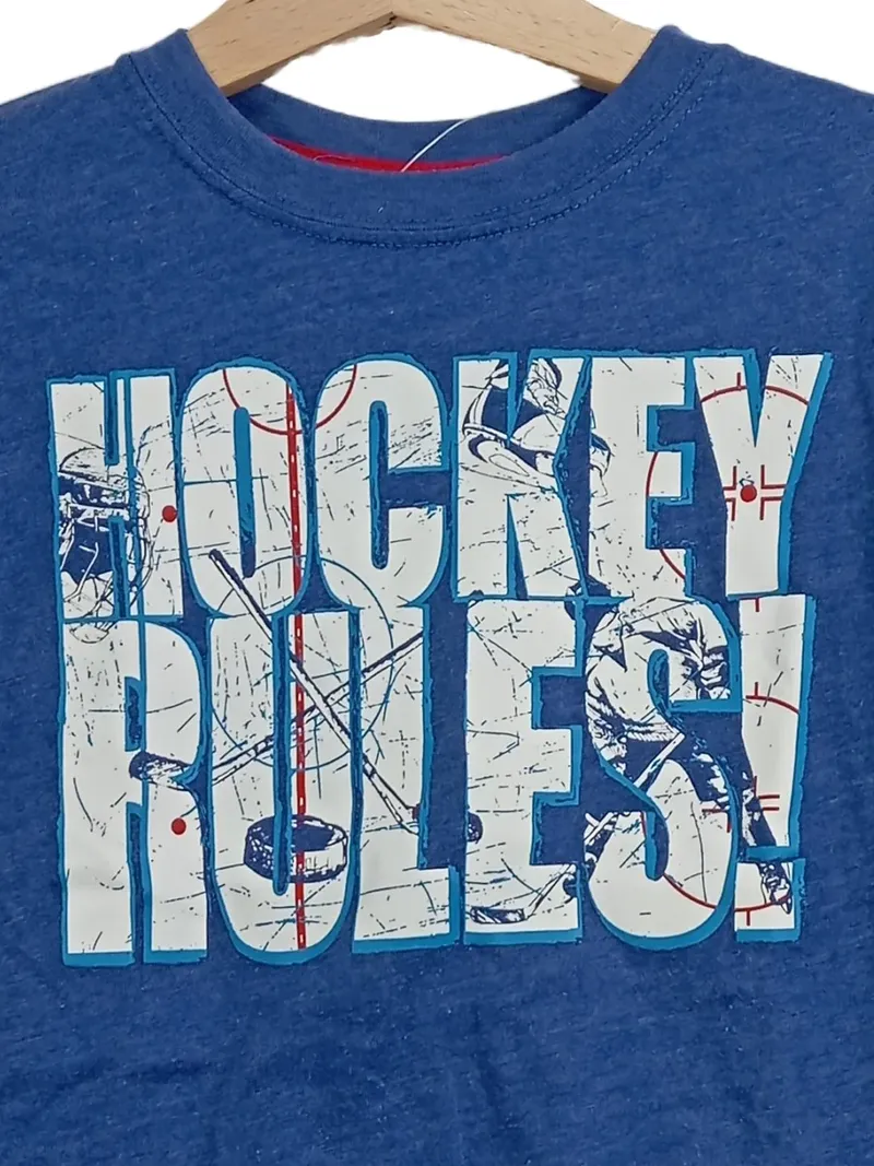 Athletic Works Kinder T-Shirt Hockey Gr. 110 Blau Sportlich Kurzarm 2