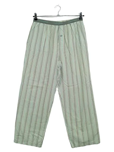 Calvin Klein Herren Schlafhose Pyjamahose gestreift Gr. M Baumwolle Grün