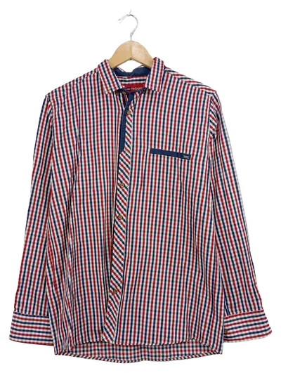 Redpolo Herren Freizeithemd Kariert Slim Fit Gr. 40/M Rot Blau Weiß