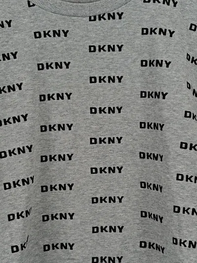 DKNY Damen Pullover Grau Allover-Logo Gr. 36/S Casual