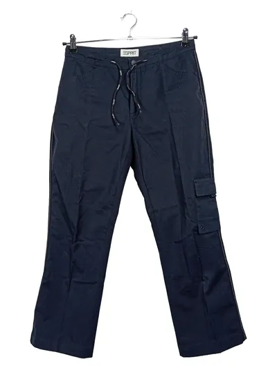 Esprit Damen Cargohose Blau Gr. 38 Baumwolle Casual Kordelzug