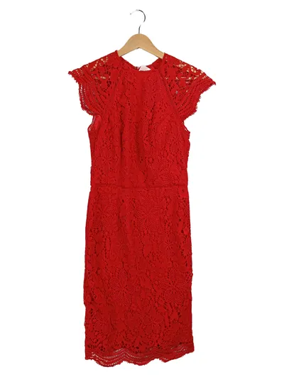 Chi Chi London Damen Spitzenkleid Rot Gr. 38 Elegant Festlich Party