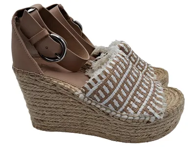 Marc Fisher Damen Wedges Espadrilles Keilabsatz Gr. 37,5 Beige Weiß