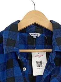 BIENZOE Kinder Freizeithemd Kariert Blau Schwarz Gr. 158 (13-14 Jahre) 3