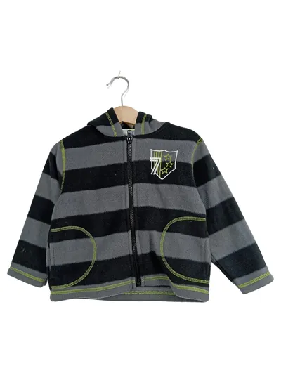 Al & Ray Kinder Fleecejacke Kapuze Gr. 92 Grau Gestreift