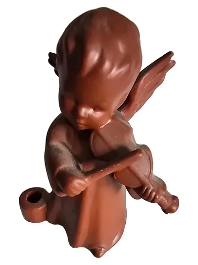 Goebel Engel mit Violine Kerzenhalter Figur Klassisch Braun Keramik Deko