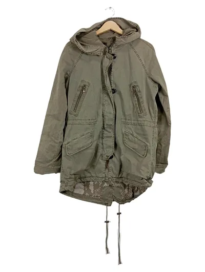 BLONDE No.8 Damen Parka Gr. 40 Oliv Stickerei Vogel Baumwolle Kapuze Jacke
