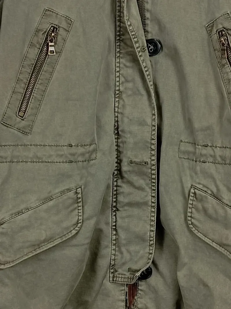 BLONDE No.8 Damen Parka Gr. 40 Oliv Stickerei Vogel Baumwolle Kapuze Jacke 3