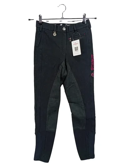 Pikeur Reithose Kinder Mädchen Gr. 146 Schwarz Pink Vollbesatz Reitjeans Sport