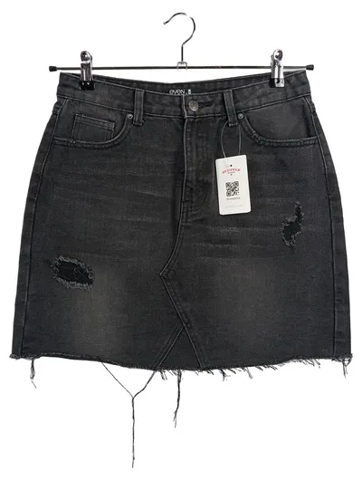 Even & Odd Damen Jeansrock Schwarz Gr. 36 Minirock Casual Fransen Cut-Outs