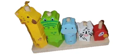 Holz Stapelspiel Tiere Lernspielzeug Kinder Motorik Zählen 1-5 Bunt