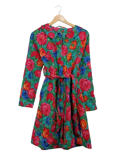 Blutsgeschwister Kleid Blumenmuster Damen Gr. XS/34 Mehrfarbig Baumwolle