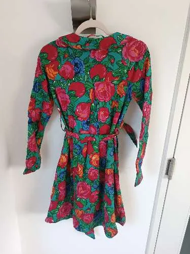 Blutsgeschwister Kleid Blumenmuster Damen Gr. XS/34 Mehrfarbig Baumwolle