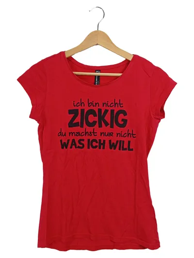 Blind Date Damen T-Shirt Slogan Rot Gr. 36;S Ich bin nicht zickig Casual
