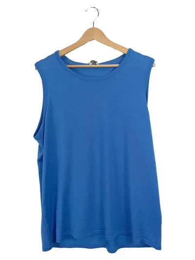 Atelier GS Damen Top Gr. 48 Blau Casual Rippstrick Ärmellos