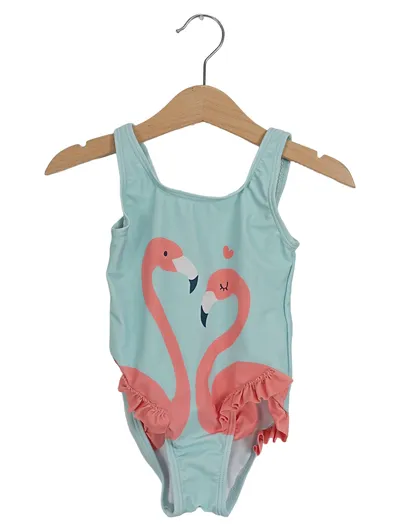 COOL CLUB Mädchen Badeanzug Gr. 86 Türkis Flamingos Rüschen Sommer