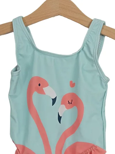 COOL CLUB Mädchen Badeanzug Gr. 86 Türkis Flamingos Rüschen Sommer