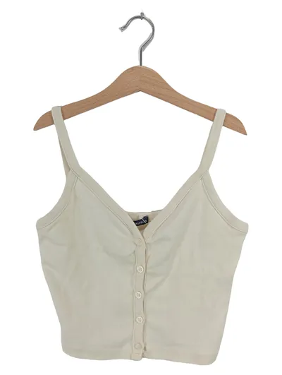 Brandy Melville Damen Top Tanktop Rippstrick Knopfleiste Beige Gr. M