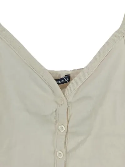 Brandy Melville Damen Top Tanktop Rippstrick Knopfleiste Beige Gr. M