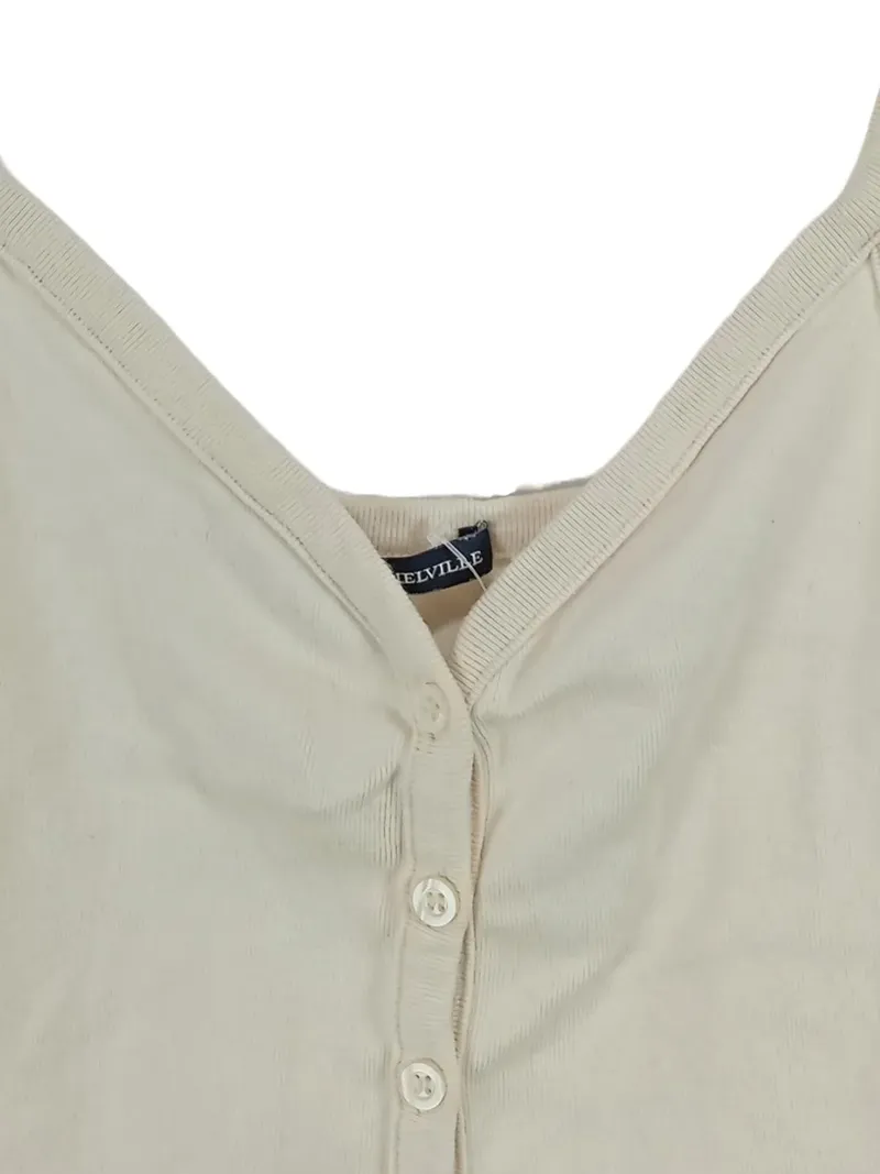 Brandy Melville Damen Top Tanktop Rippstrick Knopfleiste Beige Gr. M 2