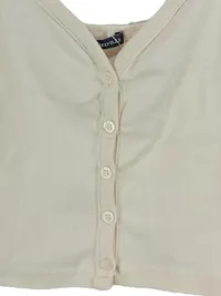 Brandy Melville Damen Top Tanktop Rippstrick Knopfleiste Beige Gr. M 3