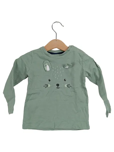 Orsolino Kinder Langarmshirt Gr. 74 Grün Casual mit Hasenmotiv