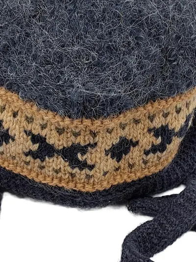Giesswein Strickmütze Ohrenklappen Norwegermuster Damen Grau Wolle