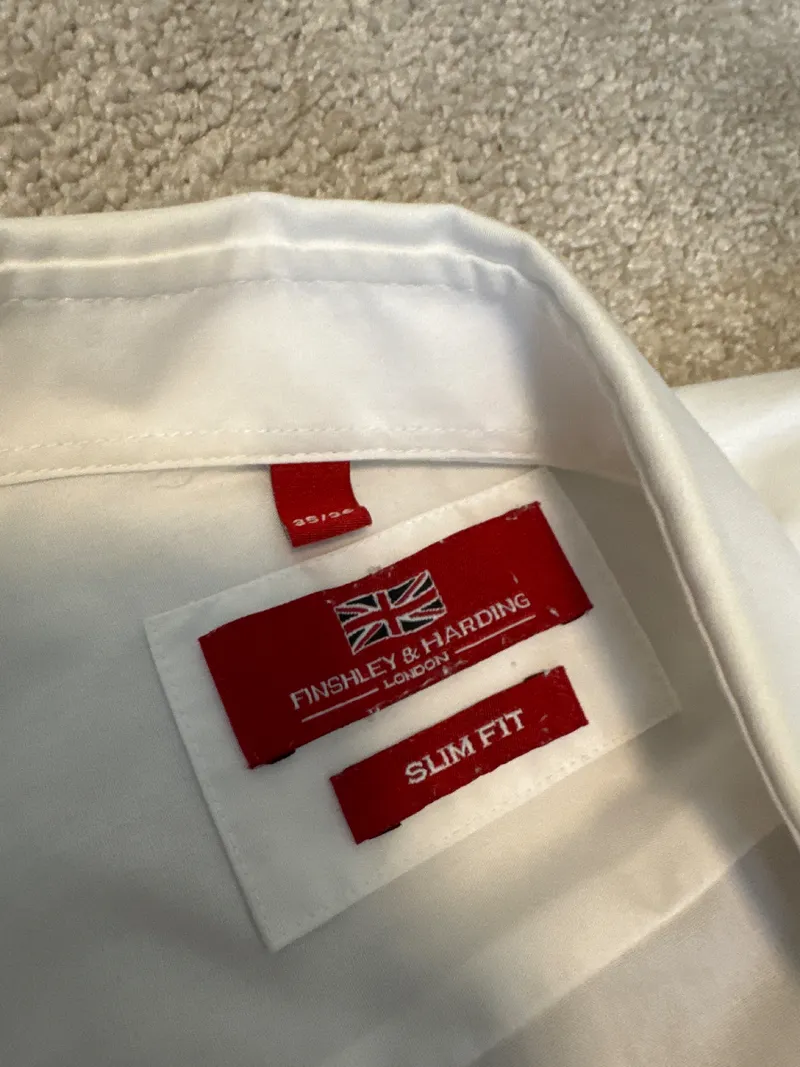 Finshley & Harding Herren Business Hemd Slim Fit Weiß Gr. 35/36 2