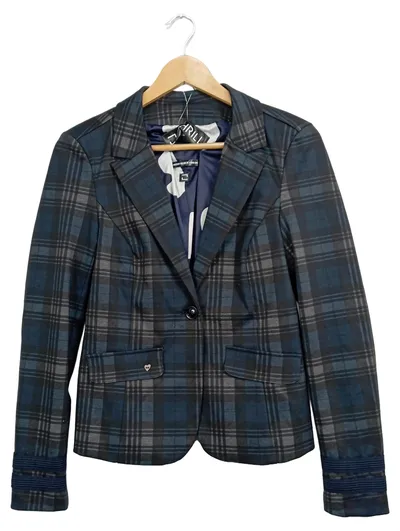 ZHRILL Damen Blazer kariert Blau Gr. 32/XXS Modern