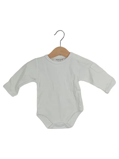 Fixoni Baby Body Langarm Weiß Gr. 56 Baumwolle Kinder