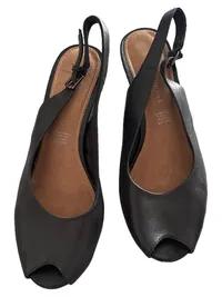 5th Avenue Damen Sandaletten Slingback Peeptoe Schwarz Leder Gr. 37 2