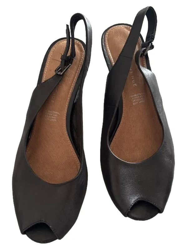 5th Avenue Damen Sandaletten Slingback Peeptoe Schwarz Leder Gr. 37 2