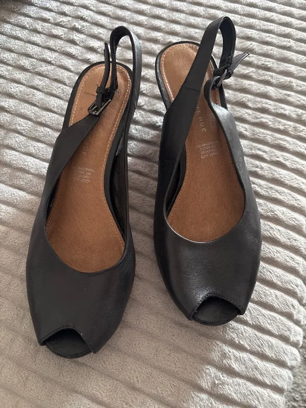 5th Avenue Damen Sandaletten Slingback Peeptoe Schwarz Leder Gr. 37 4