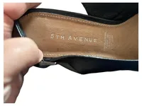 5th Avenue Damen Sandaletten Slingback Peeptoe Schwarz Leder Gr. 37 5