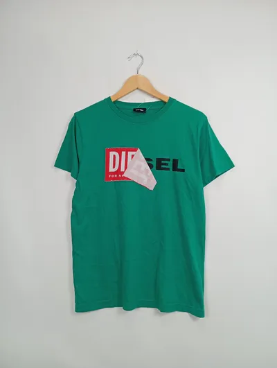 Diesel Herren T-Shirt Casual Grün Gr. 46/S Baumwolle Logo-Print