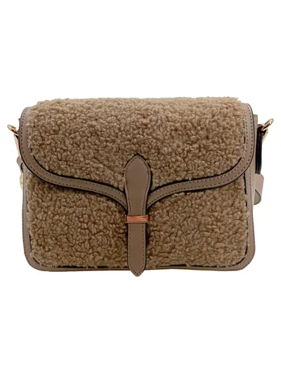 Umhängetasche Teddy-Look Beige Damen Polyurethan Modisch