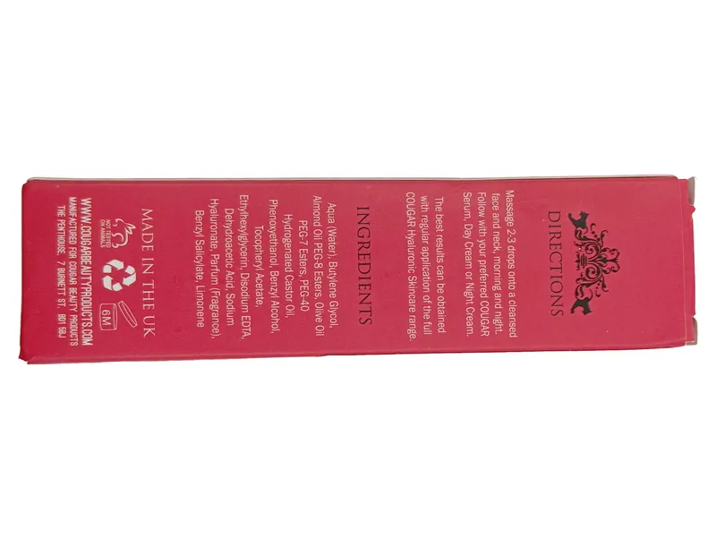 COUGAR Hyaluronsäure Gesichtsöl 30ml Plump & Firm Damen Rot 2