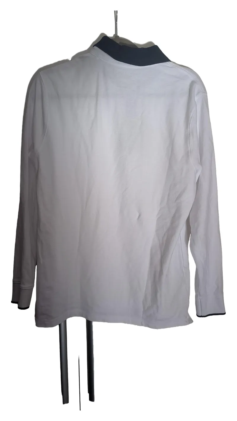 DELMAO Herren Langarm Poloshirt Weiß Gr. L Casual Baumwolle 2
