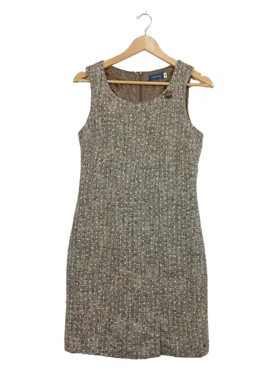 Terre Bleue Etuikleid Damen Gr. 38 Tweed Beige Meliert Business